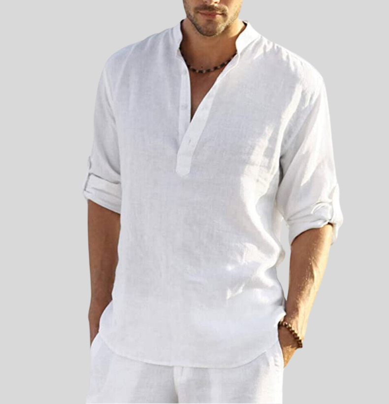 Felix Casual Stand Collar Half-Button Shirt
