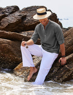 Edgar Stand Collar Half-Button Shirt