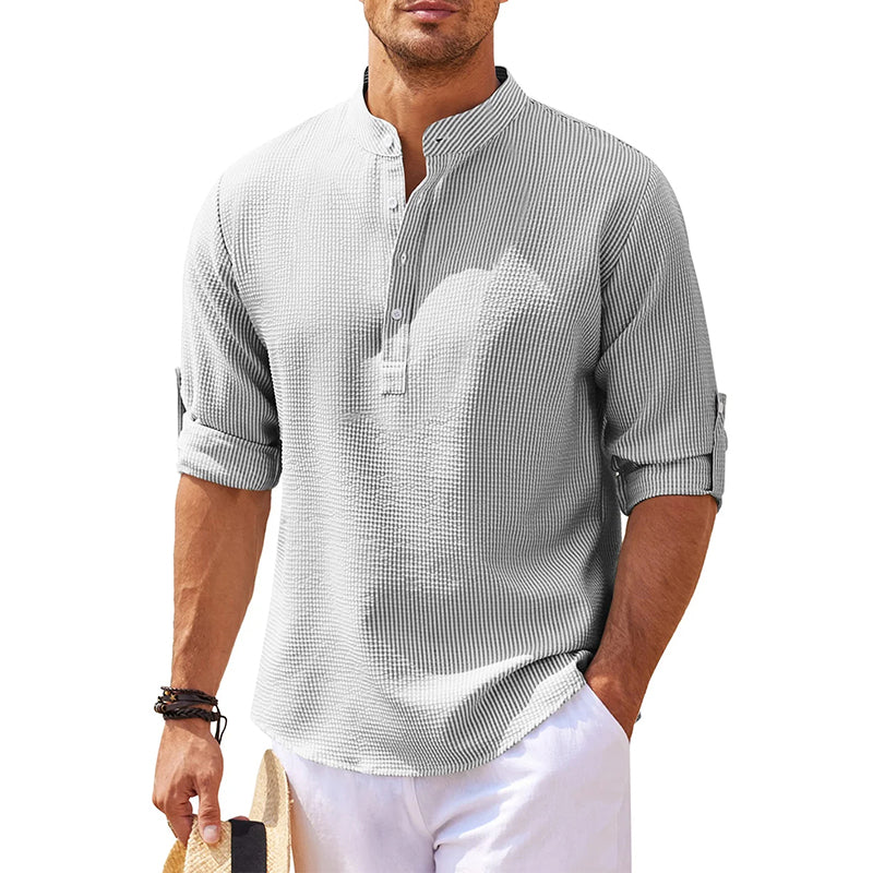 Edgar Stand Collar Half-Button Shirt