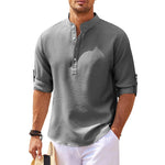 Edgar Stand Collar Half-Button Shirt