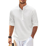 Edgar Stand Collar Half-Button Shirt