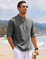 Edgar Stand Collar Half-Button Shirt
