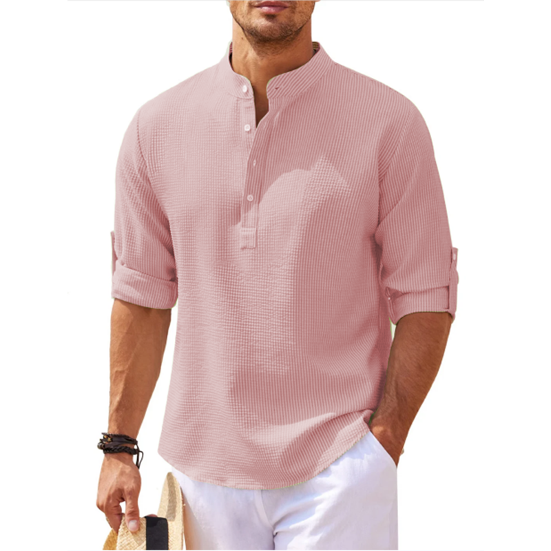 Edgar Stand Collar Half-Button Shirt