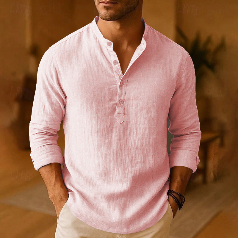 Wilhelm Button Collar Long Sleeve Casual Shirt