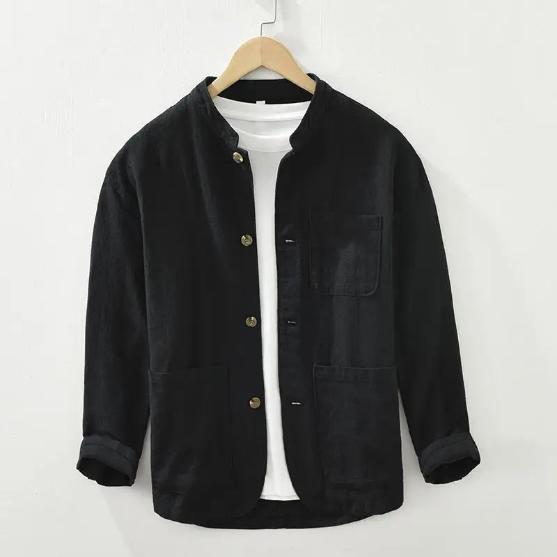Hagen Casual Stand Collar Button-Up Shirt
