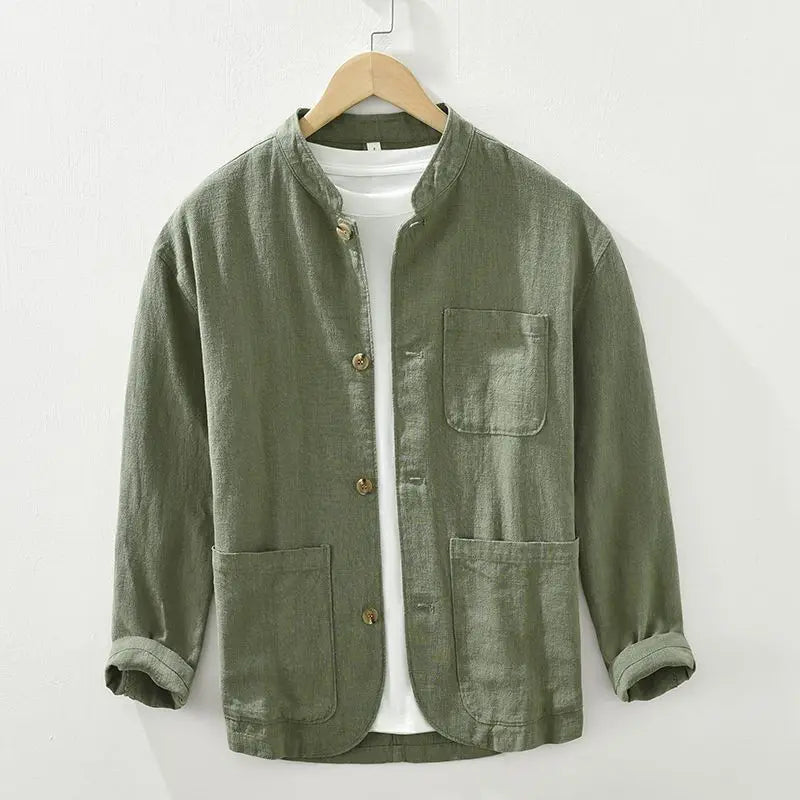 Hagen Casual Stand Collar Button-Up Shirt