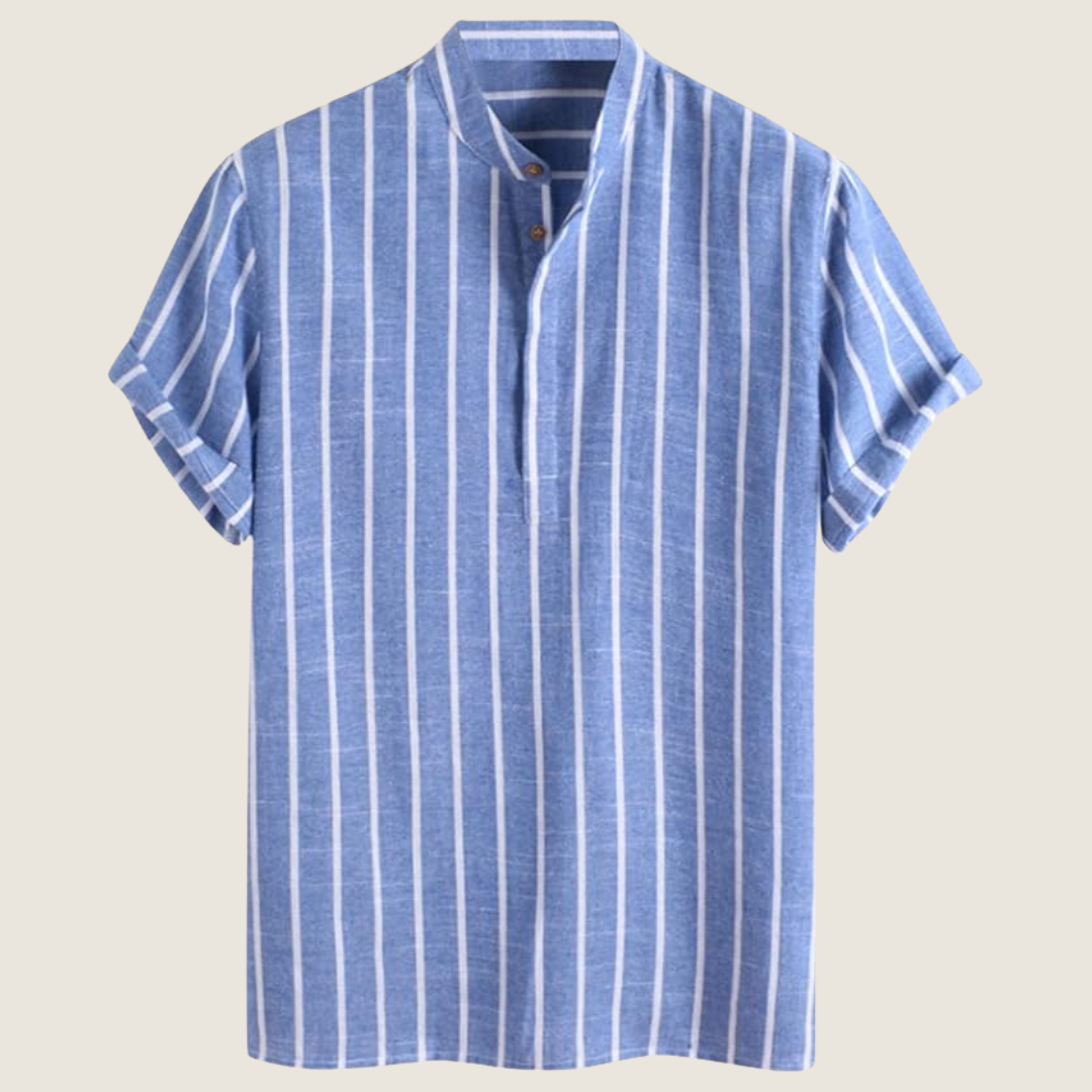 Albert Striped Stand Collar Short-Sleeve Shirt