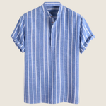 Albert Striped Stand Collar Short-Sleeve Shirt