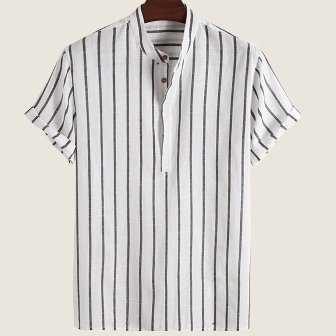Albert Striped Stand Collar Short-Sleeve Shirt
