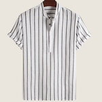 Albert Striped Stand Collar Short-Sleeve Shirt