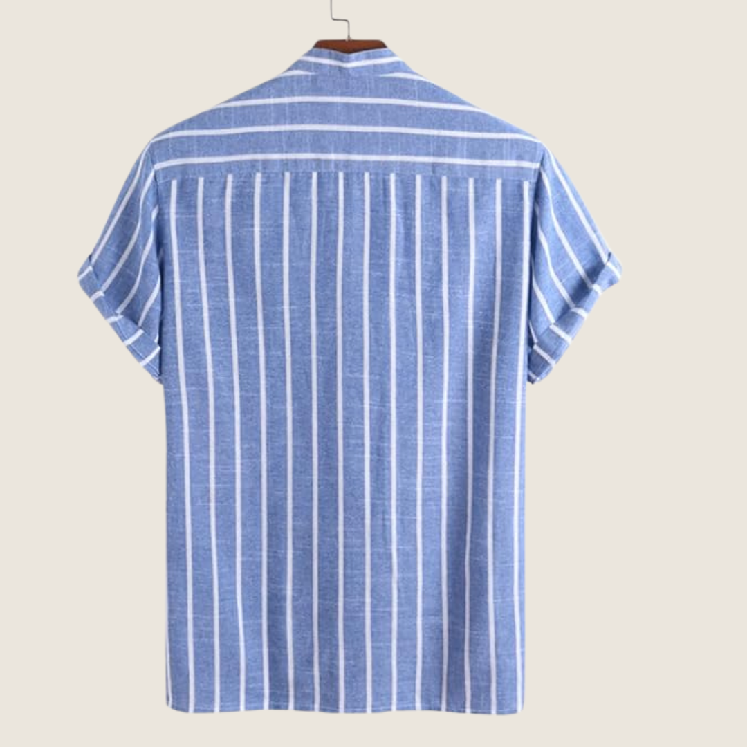 Albert Striped Stand Collar Short-Sleeve Shirt