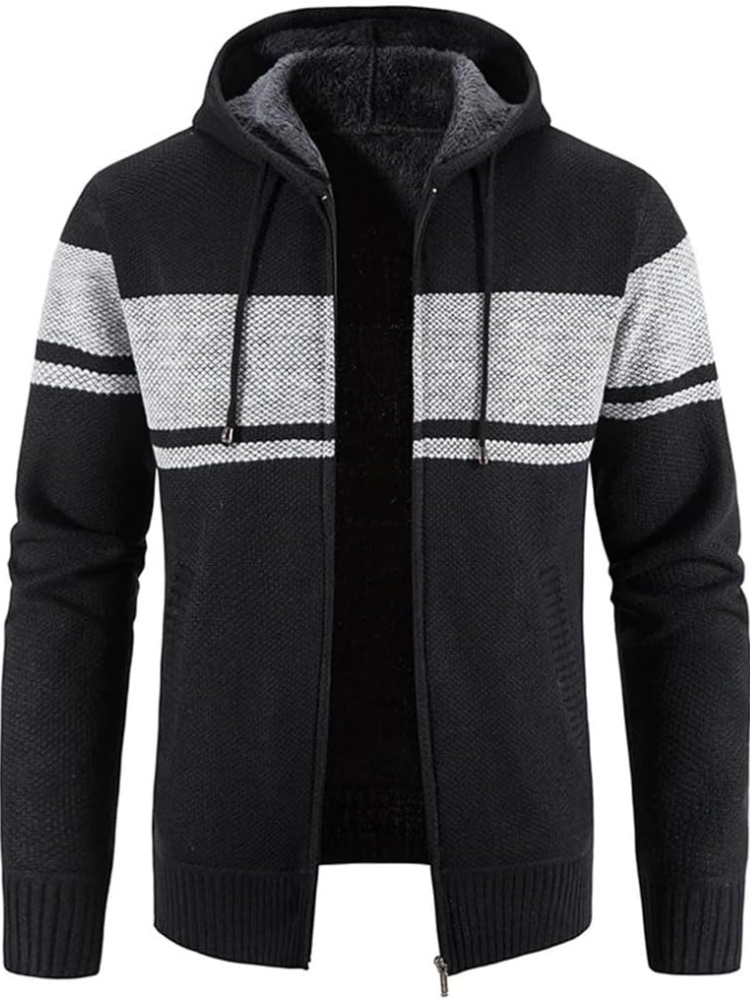 Hans Striped Zip-Up Winter Hoodie