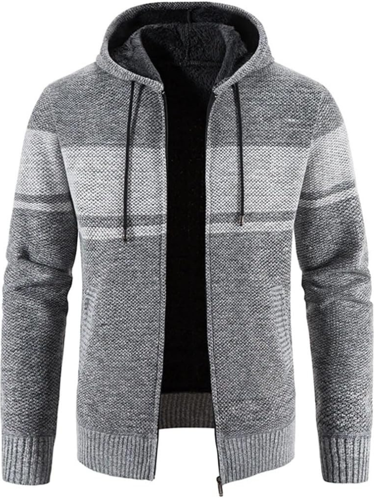 Hans Striped Zip-Up Winter Hoodie