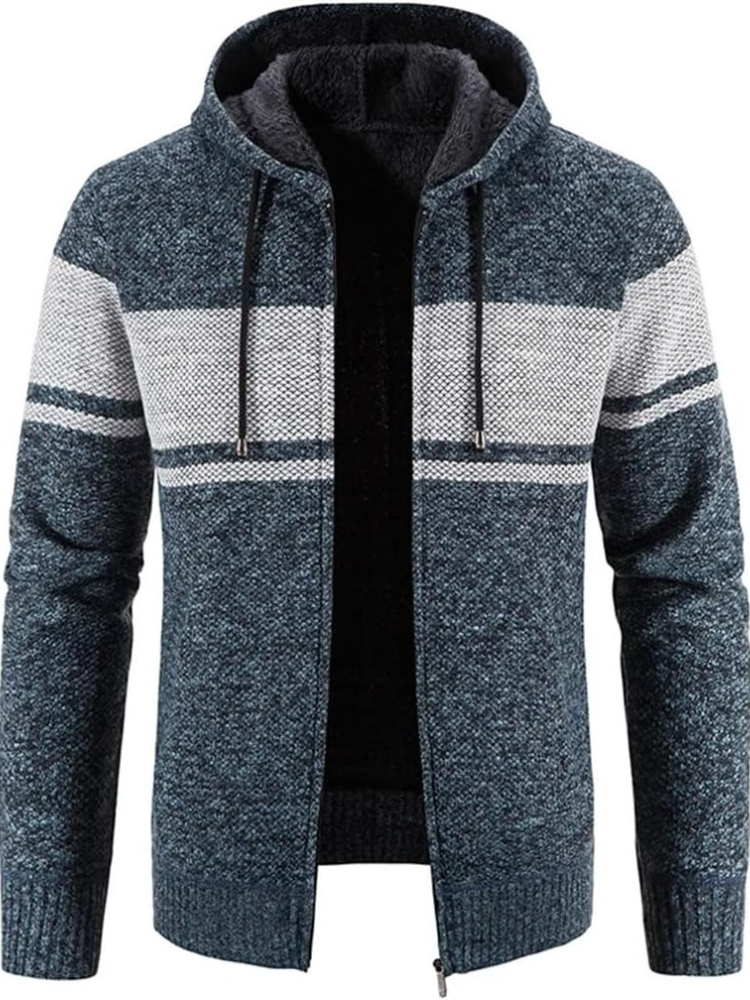 Hans Striped Zip-Up Winter Hoodie