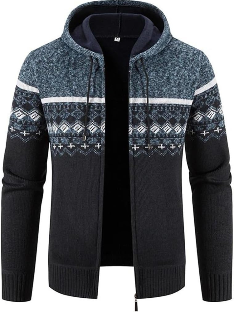 Hans Striped Zip-Up Winter Hoodie