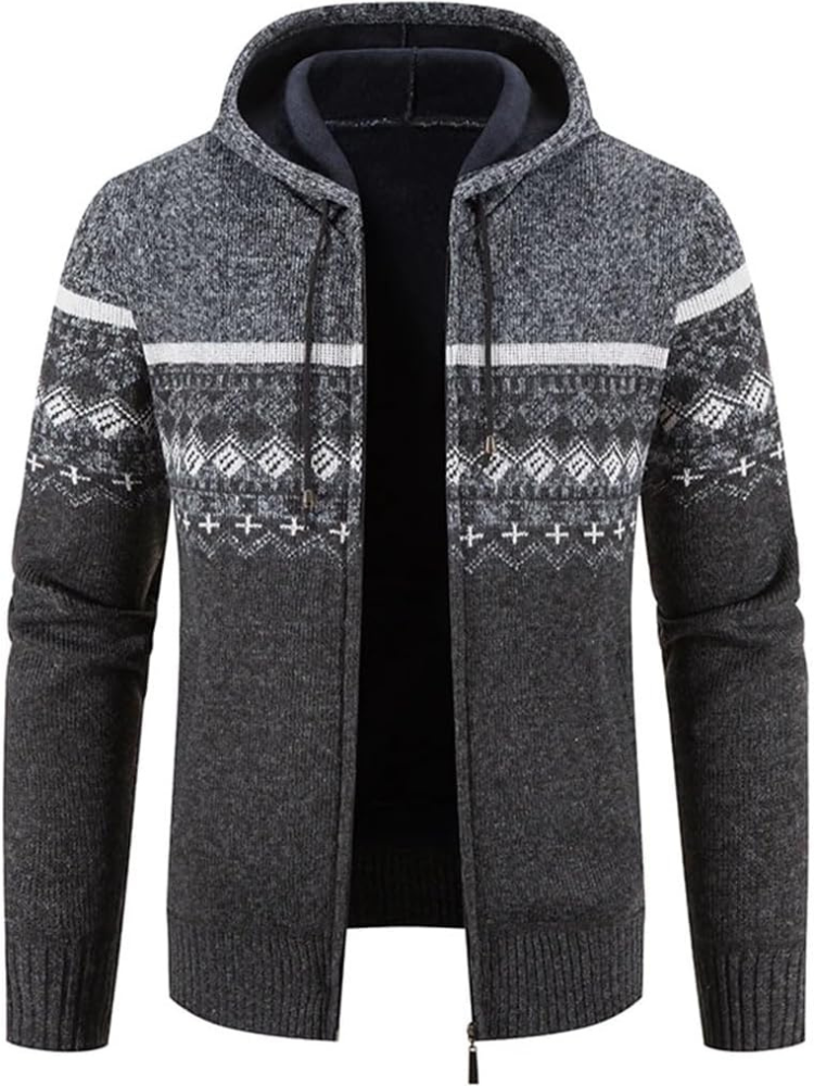 Hans Striped Zip-Up Winter Hoodie