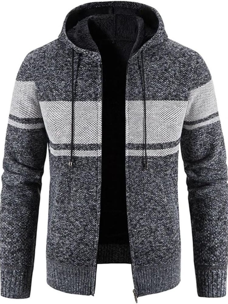 Hans Striped Zip-Up Winter Hoodie