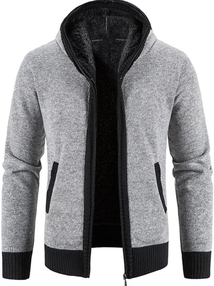 Hans Striped Zip-Up Winter Hoodie
