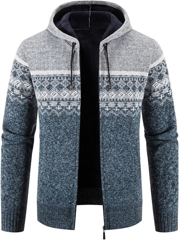 Hans Striped Zip-Up Winter Hoodie