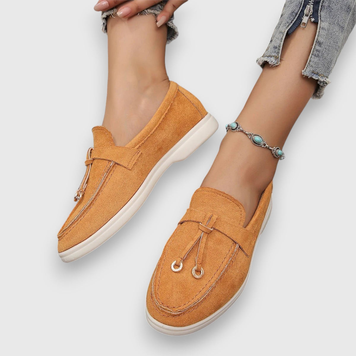 Pippa | Suede Tassel Slip-On Flat Moccasin Loafers