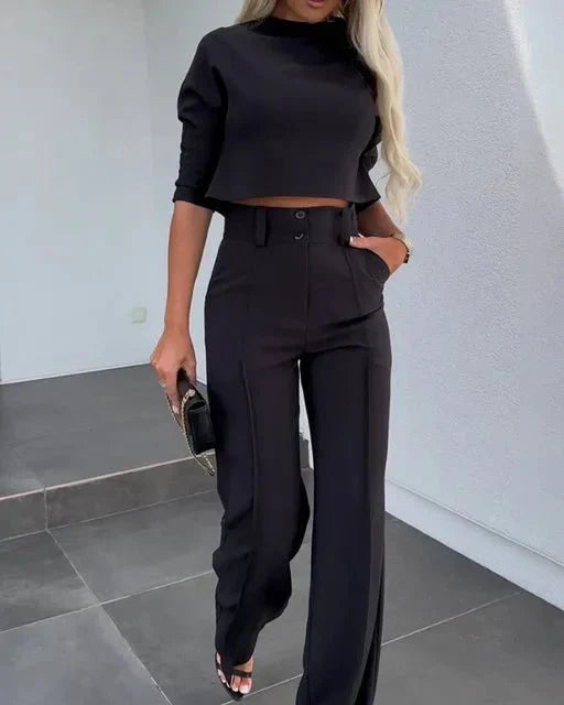 Verena Two-Piece Trouser Set with Long-Sleeve Top