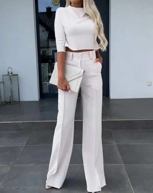 Verena Two-Piece Trouser Set with Long-Sleeve Top