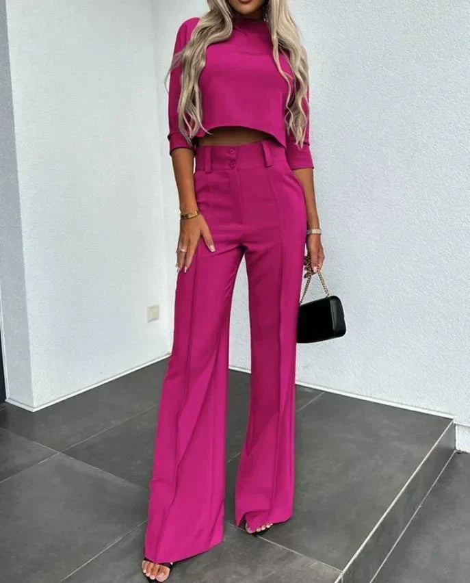 Verena Two-Piece Trouser Set with Long-Sleeve Top