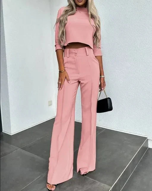 Verena Two-Piece Trouser Set with Long-Sleeve Top
