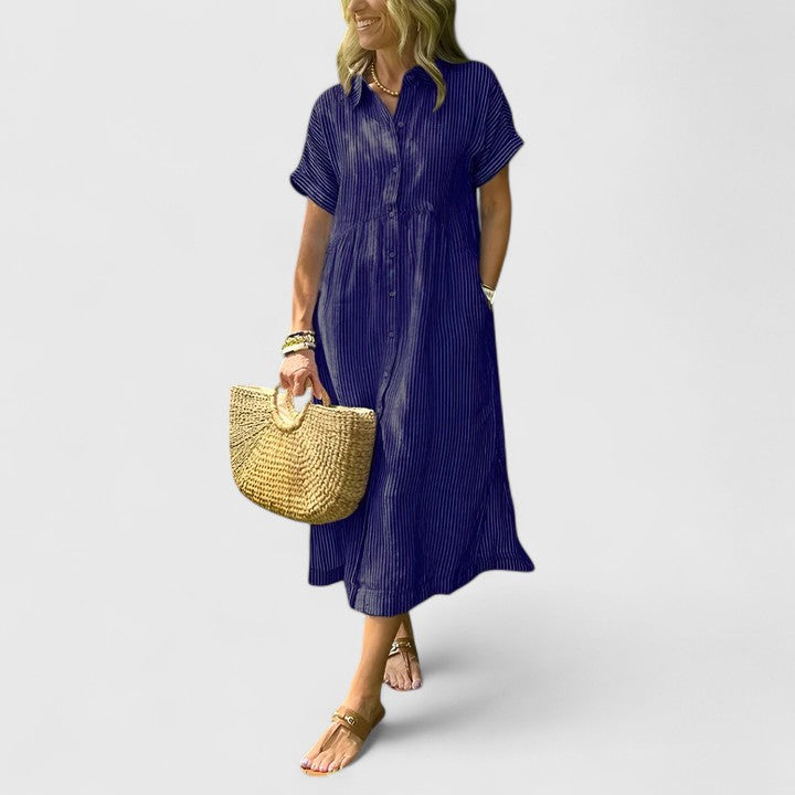 Maja Relaxed Striped Shirt Midi Dress