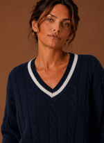 Women's Cable Knit Sweater - V-Neck Long Sleeve Pullover | Areleon