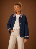Women’s Barn Jacket - Check Collar Casual Coat | Areleon