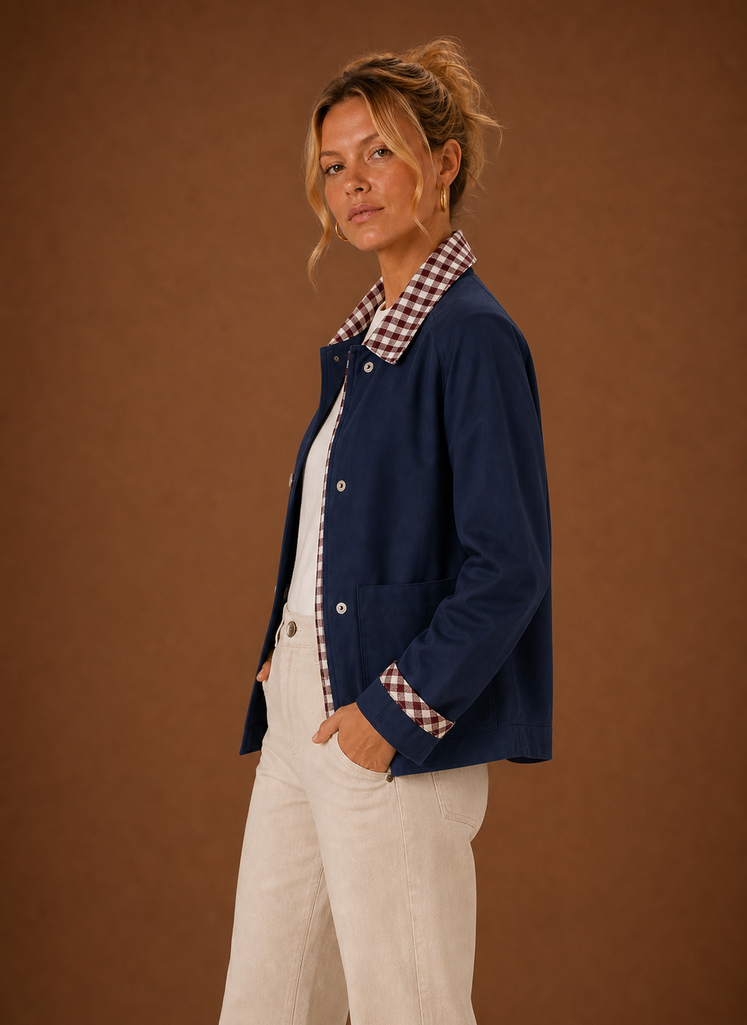 Women’s Barn Jacket - Check Collar Casual Coat | Areleon