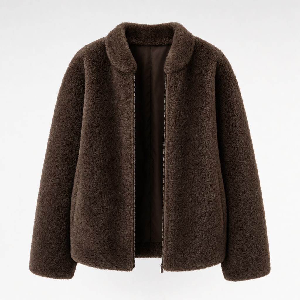 Norwood Teddy Fleece Jacket in chocolate brown, product shot