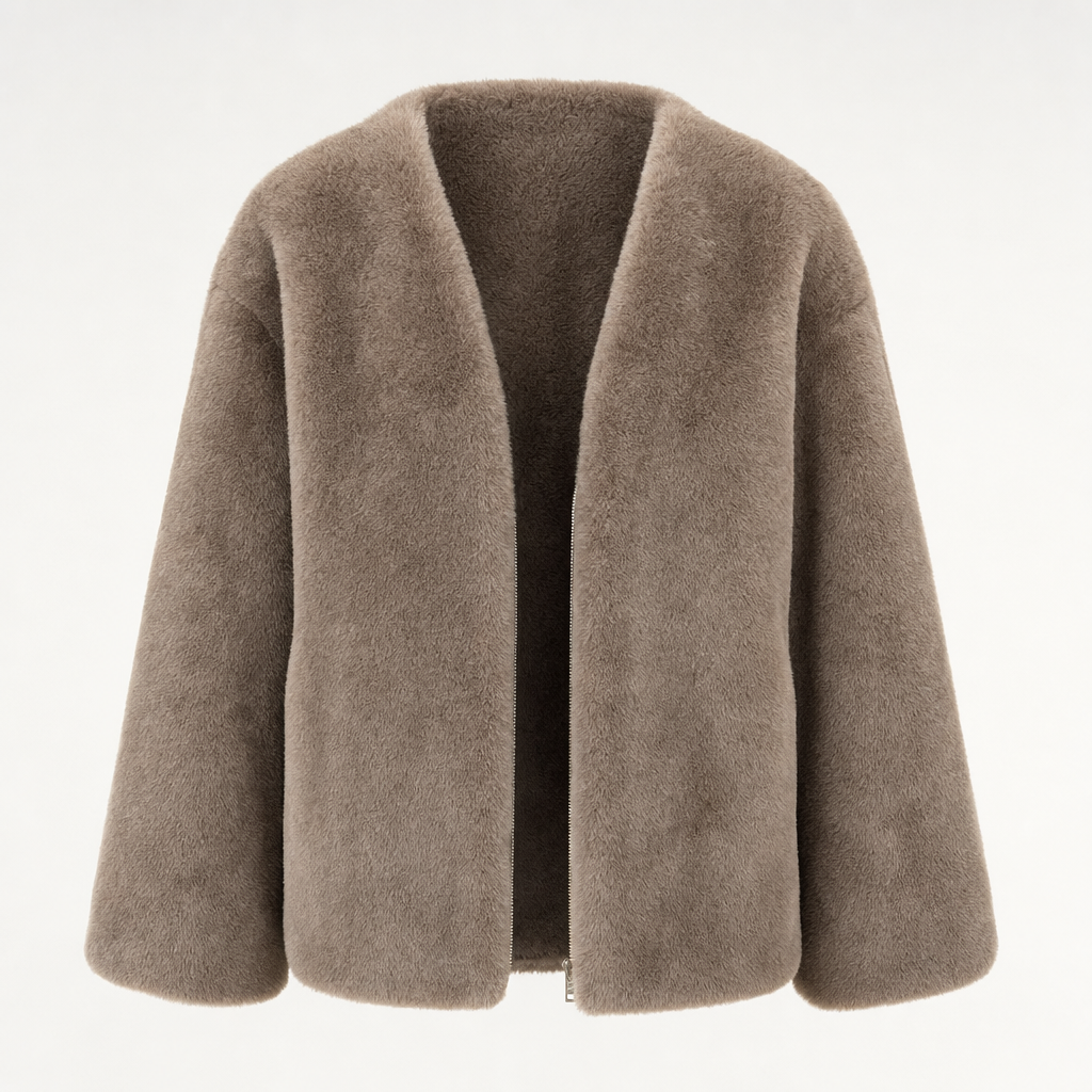 Norwood Teddy Fleece Jacket in taupe, product shot