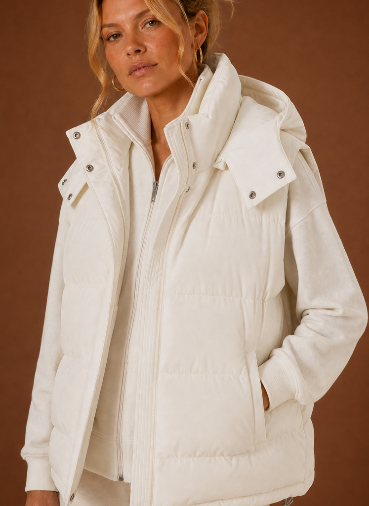 Women's Puffer Vest - Oversized Hooded Sleeveless Jacket | Areleon