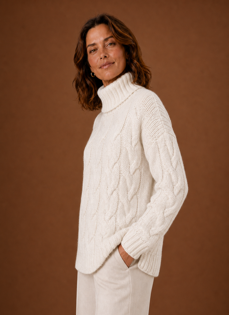 Women's Cable Knit Sweater - Pullover Knitwear | Areleon