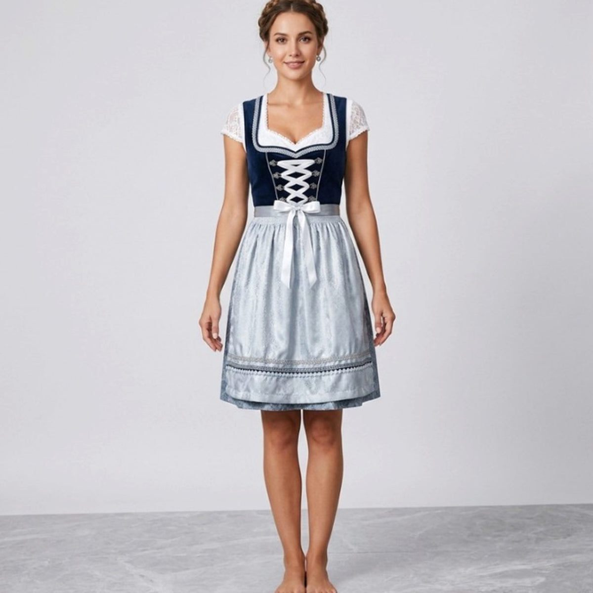 Elfriede Ruffle Blouse Apron Dirndl Dress