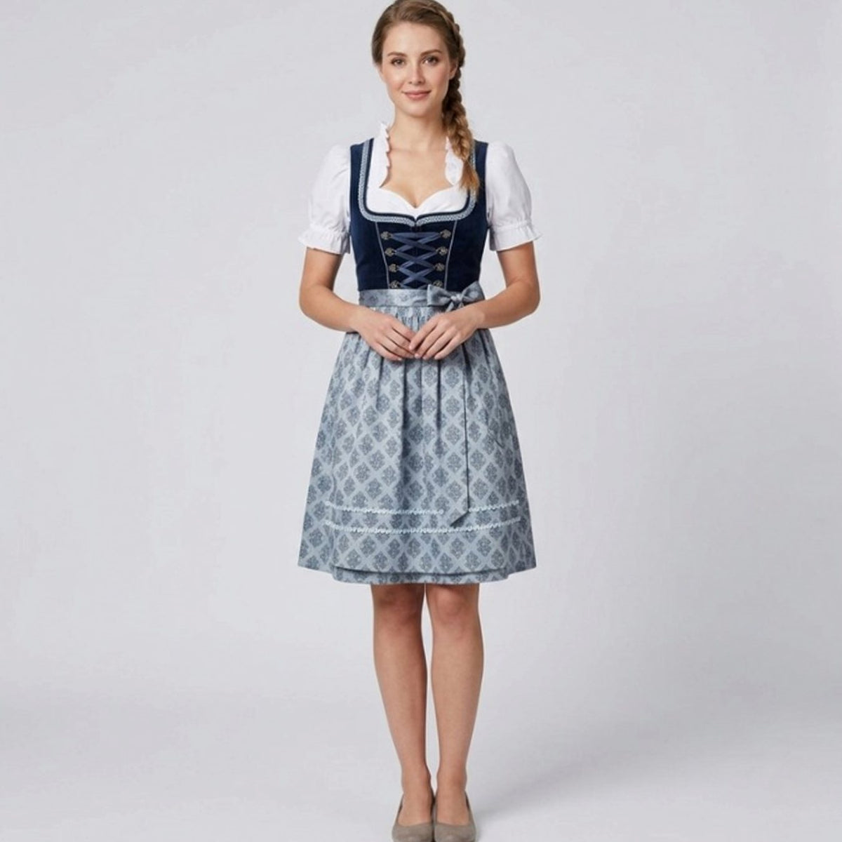 Elfriede Ruffle Blouse Apron Dirndl Dress