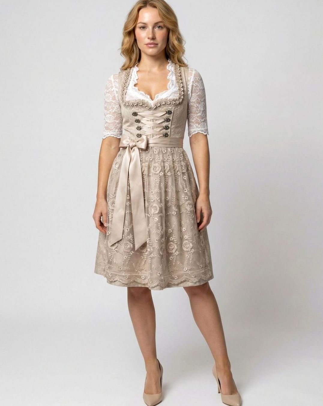 Leonie Lace Blouse Embroidered Dirndl Dress