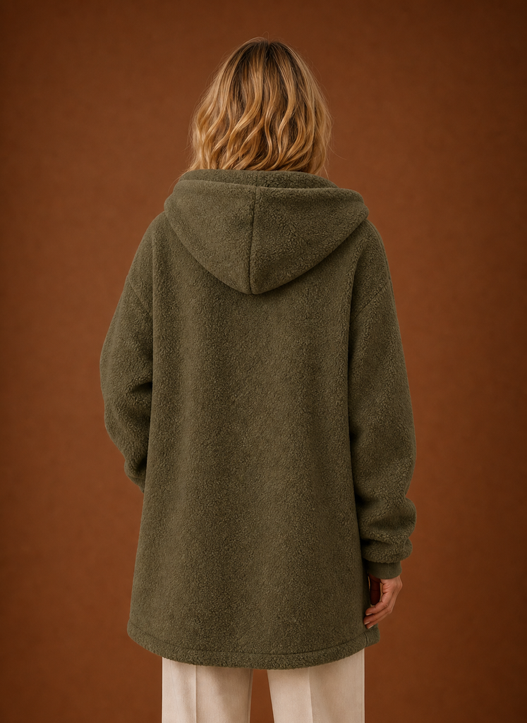 Women's Long Fleece Hooded Winter Jacket | Areleon