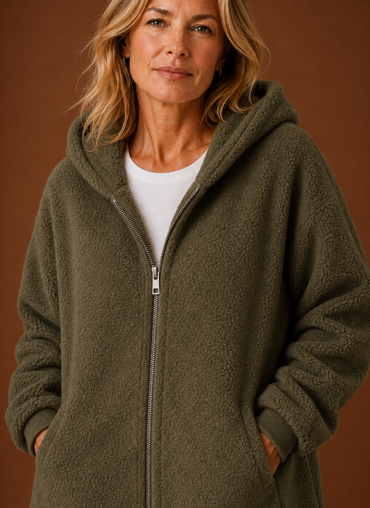 Women's Long Fleece Hooded Winter Jacket | Areleon