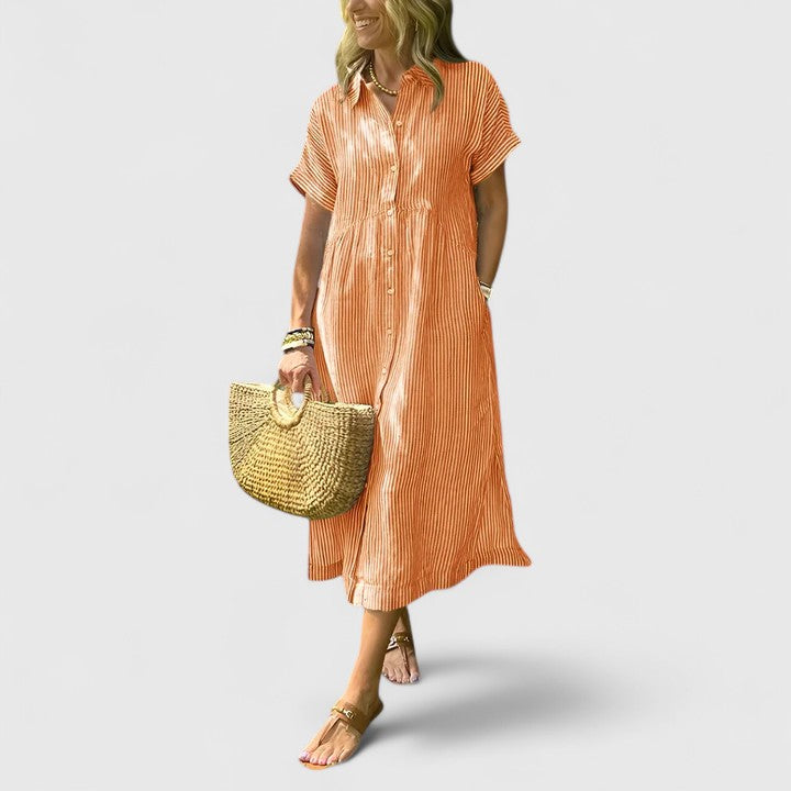 Maja Relaxed Striped Shirt Midi Dress