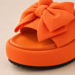 Rosali Platform Bow Slide Sandals - Stylish Bow-Detail Platform Footwear