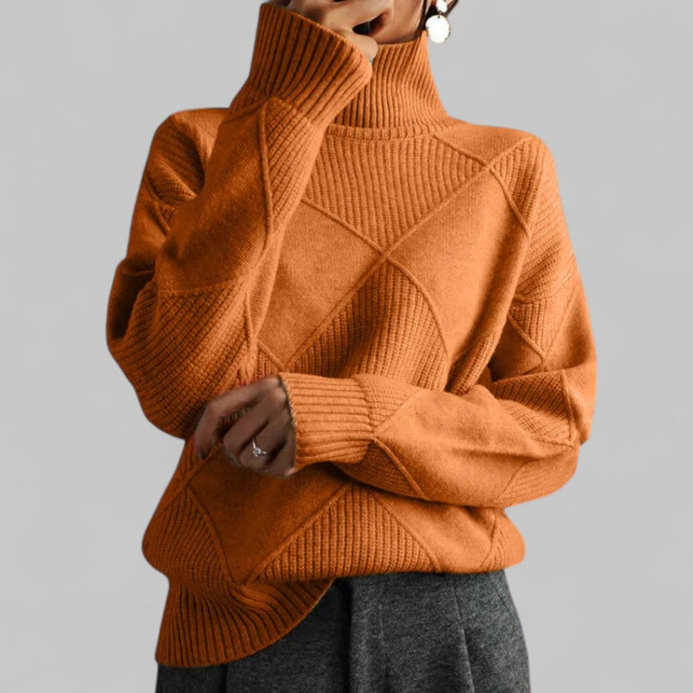 Barbara Oversized Patterned Turtleneck Sweater