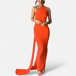 Lara One-Shoulder Halter Maxi Dress