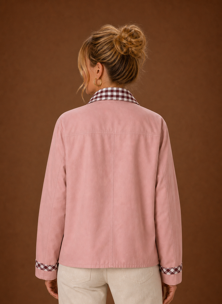 Women’s Barn Jacket - Check Collar Casual Coat | Areleon