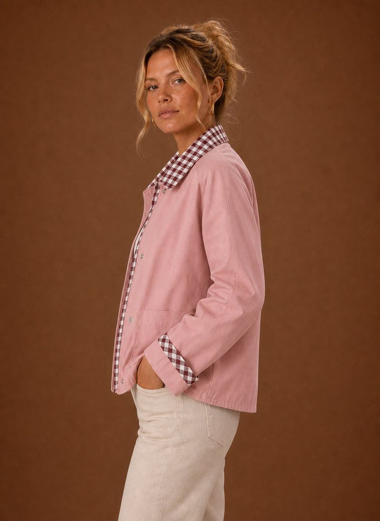 Women’s Barn Jacket - Check Collar Casual Coat | Areleon