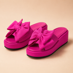 Rosali Platform Bow Slide Sandals - Stylish Bow-Detail Platform Footwear