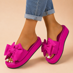 Rosali Platform Bow Slide Sandals - Stylish Bow-Detail Platform Footwear