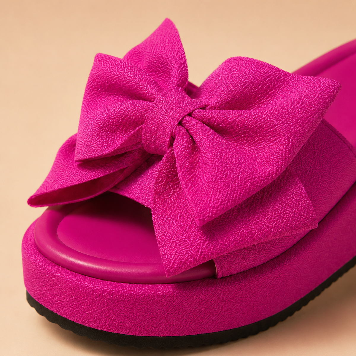 Rosali Platform Bow Slide Sandals - Stylish Bow-Detail Platform Footwear